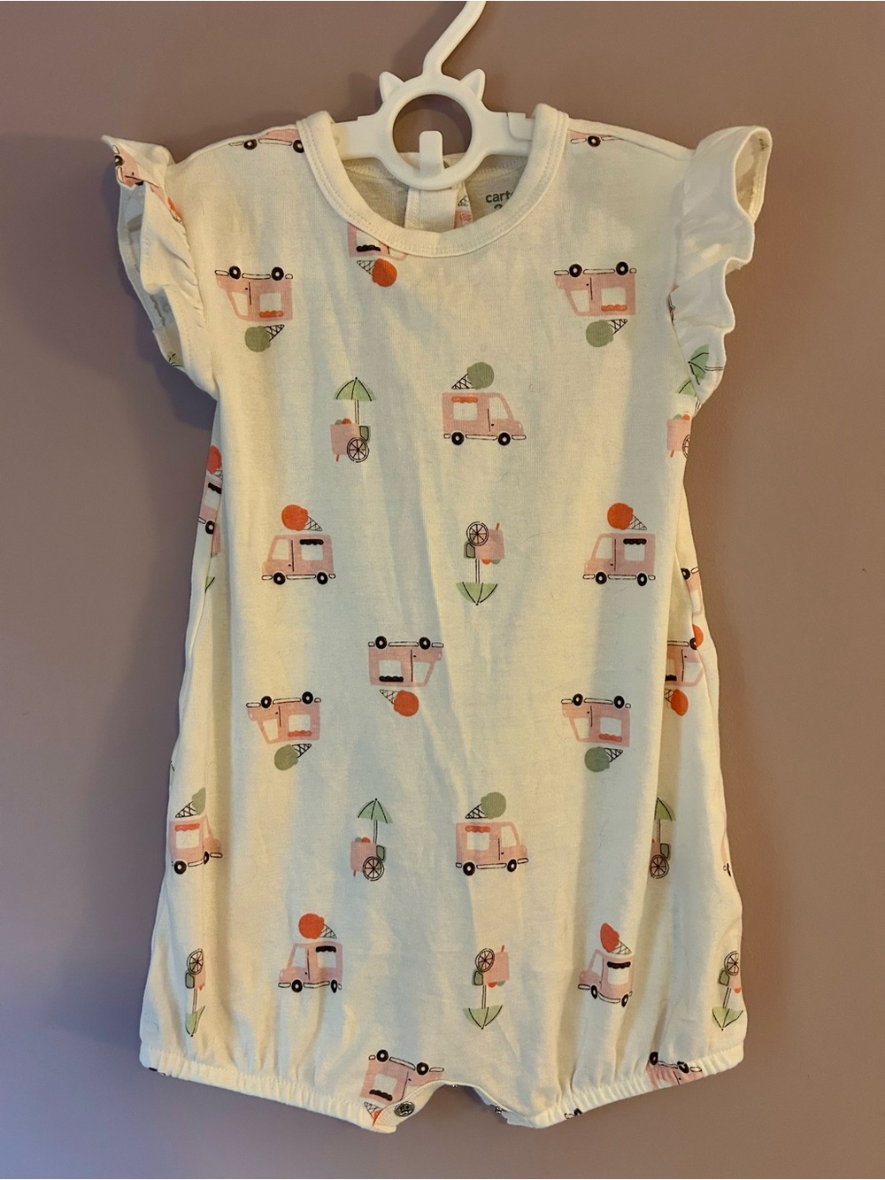 Carter's Ice Cream Truck Print Ruffled Sleeve Romper